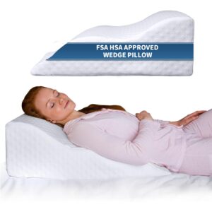 fsa eligible wedge pillow for sleeping post surgery pillow unique curved design memory foam incline pillow for elevation,pregnancy,reading,back & knee support,breathing –,washable cover